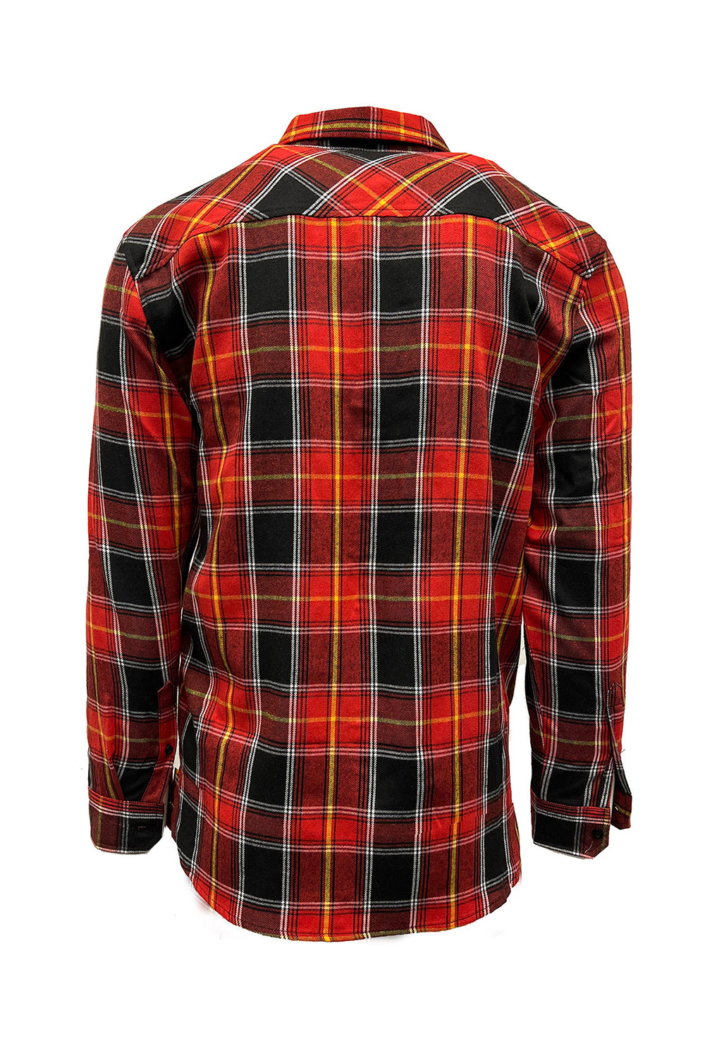 Burnside B8220 Mens Perfect Flannel Long Sleeve Button Down Shirt w/ Double Pockets Fire Red/Black Flat Back