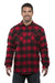Burnside 8610 Mens Quilted Flannel Button Down Shirt Jacket Red/Black Buffalo Model Front