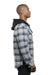 Burnside 8620 Mens Quilted Flannel Full Zip Hooded Jacket Grey/Blue Model Side