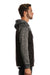 Burnside 8670 Mens Performance Raglan Hooded Sweatshirt Hoodie Black/Heather Charcoal Grey Model Side