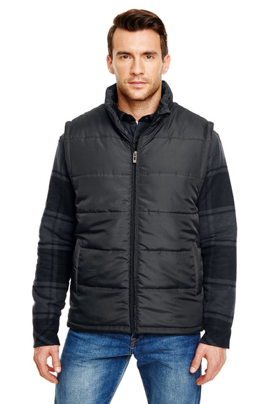 Burnside 8700 Mens Full Zip Puffer Vest Black Model Front