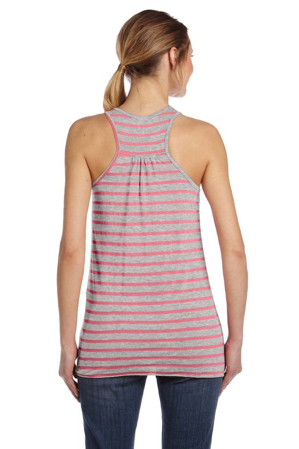 Bella + Canvas BC8800/8800 Womens Flowy Tank Top Heather Grey/Neon Pink Model Back