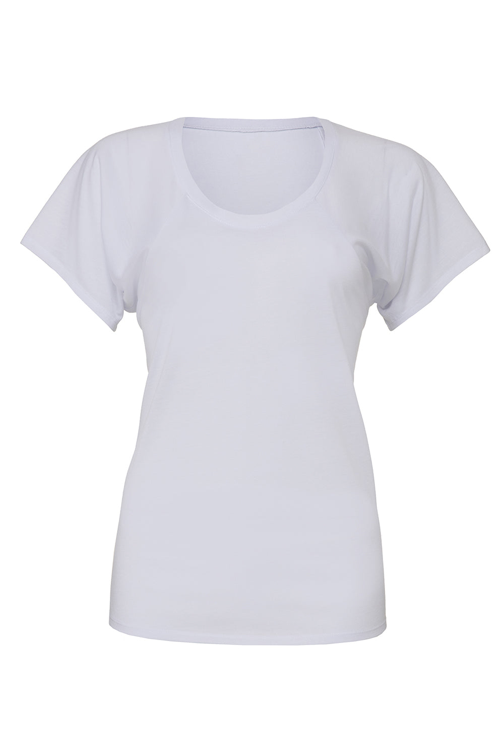 Bella + Canvas B8801/8801 Womens Flowy Short Sleeve Scoop Neck T-Shirt White Flat Front
