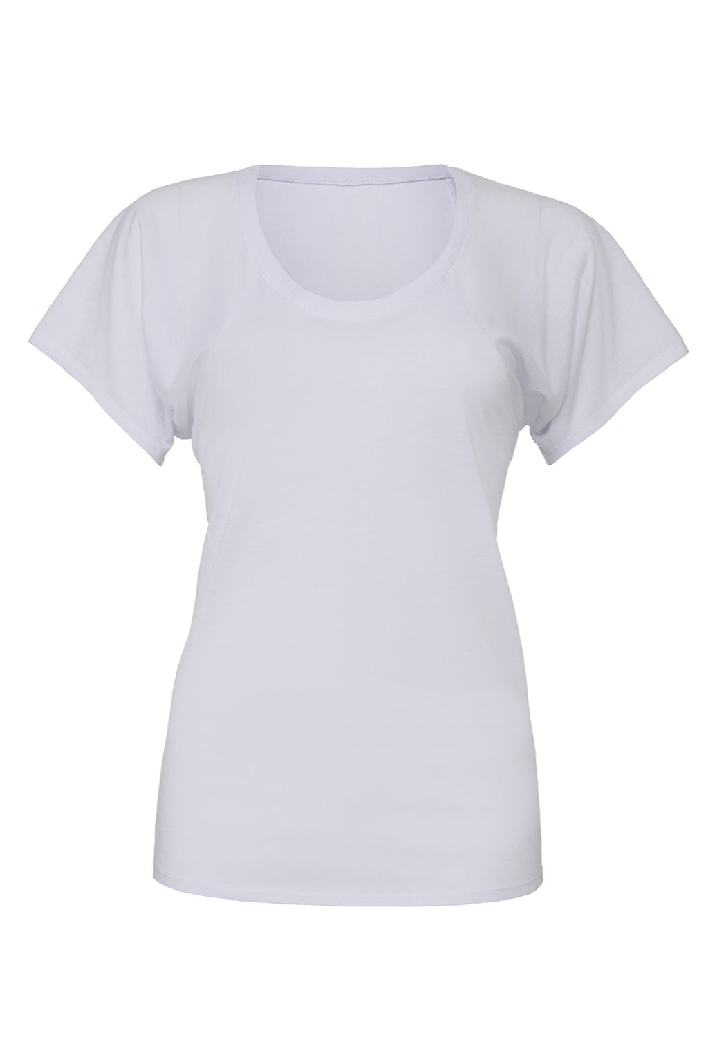 Bella + Canvas 8801 Womens Flowy Short Sleeve Scoop Neck T-Shirt White Flat Front