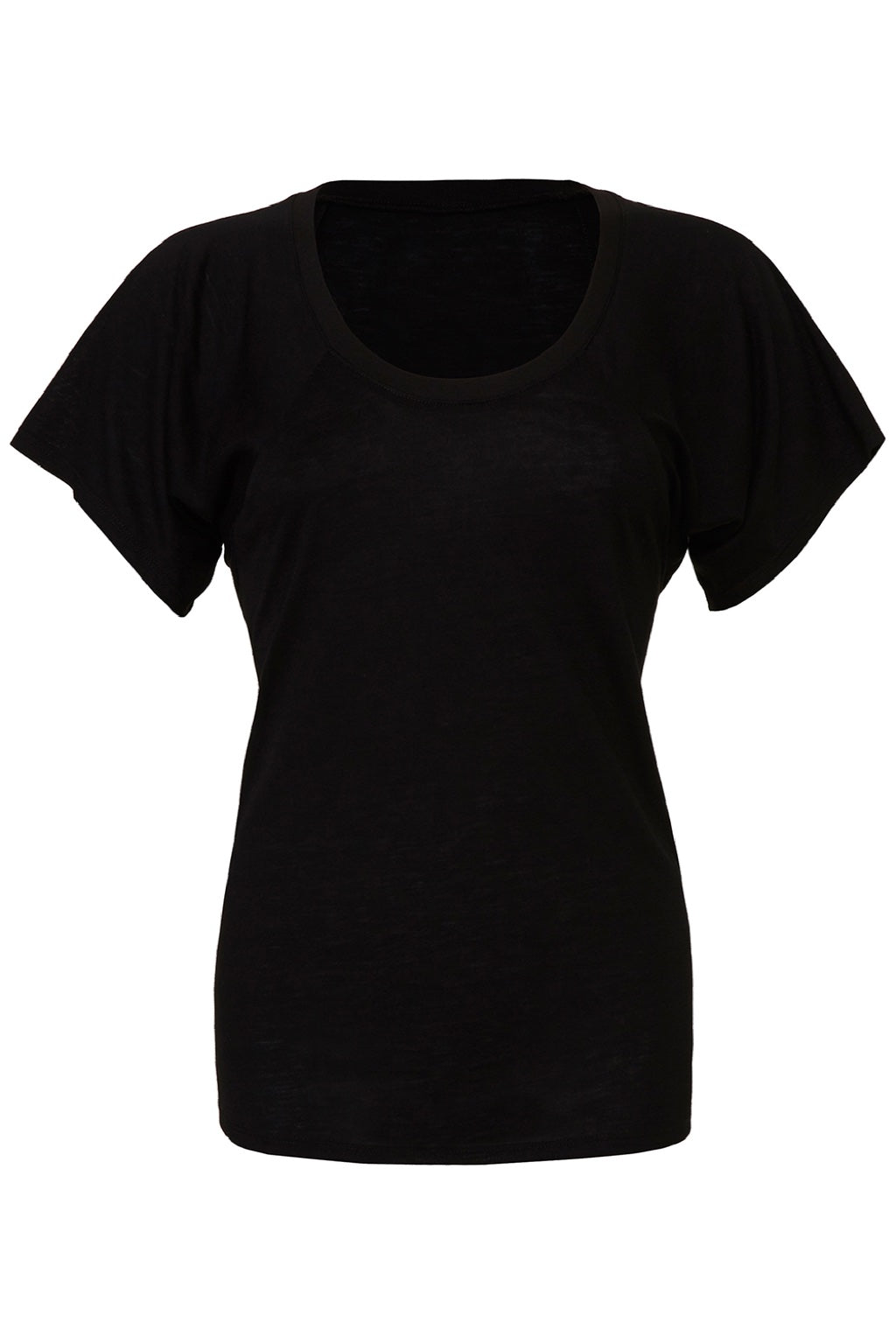 Bella + Canvas 8801 Womens Flowy Short Sleeve Scoop Neck T-Shirt Black Flat Front