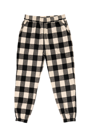Burnside B8810 Mens Flannel Jogger Sweatpants w/ Pockets Ecru/Black Flat Front