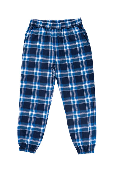 Burnside B8810 Mens Flannel Jogger Sweatpants w/ Pockets Blue/White Flat Front