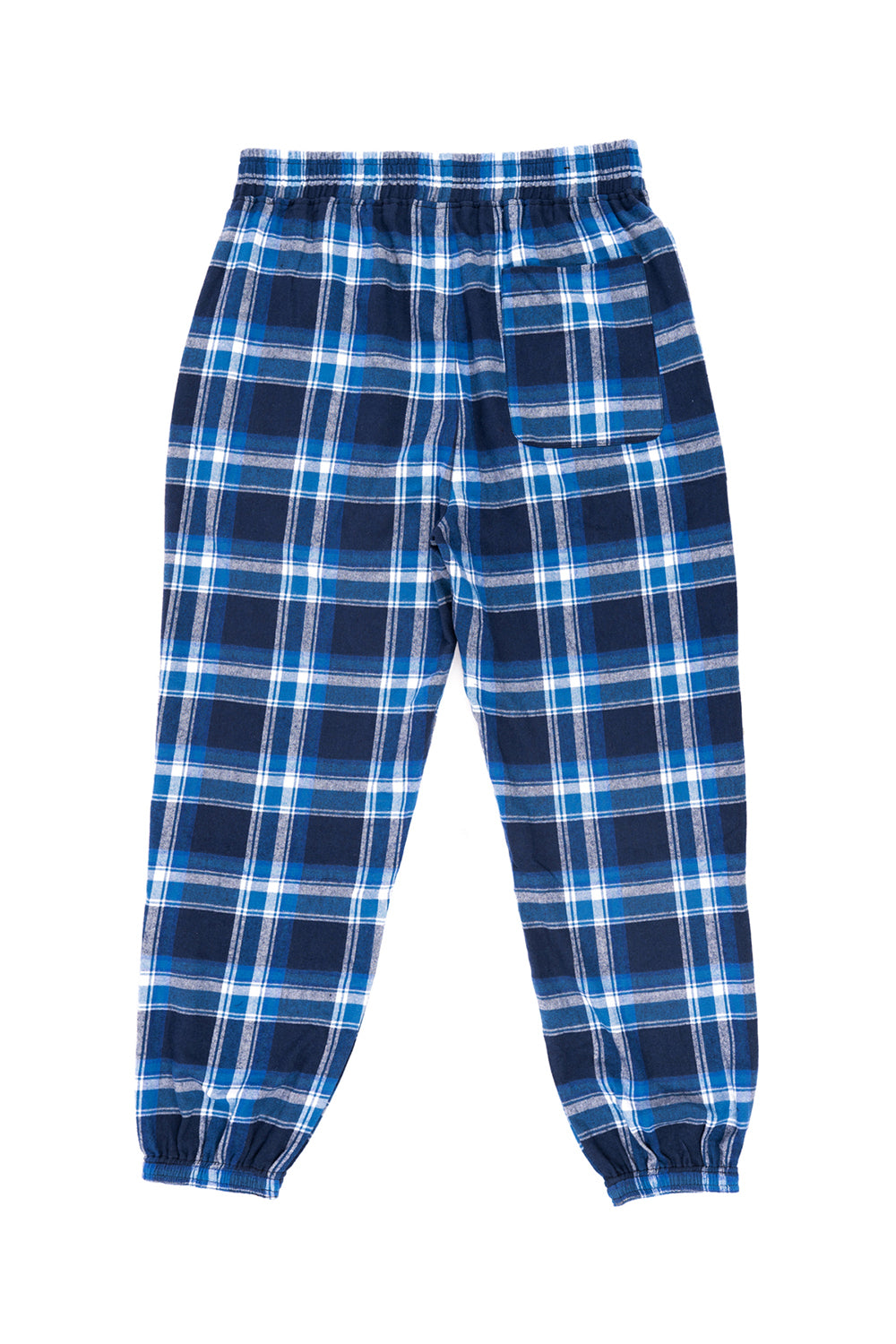 Burnside B8810 Mens Flannel Jogger Sweatpants w/ Pockets Blue/White Flat Back