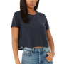 Bella + Canvas Womens Flowy Cropped Short Sleeve Crewneck T-Shirt - Heather Navy Blue