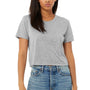 Bella + Canvas Womens Flowy Cropped Short Sleeve Crewneck T-Shirt - Heather Grey