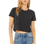Bella + Canvas Womens Flowy Cropped Short Sleeve Crewneck T-Shirt - Heather Dark Grey
