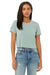 Bella + Canvas B8882/8882 Womens Flowy Cropped Short Sleeve Crewneck T-Shirt Dusty Blue Model Front