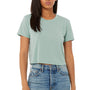 Bella + Canvas Womens Flowy Cropped Short Sleeve Crewneck T-Shirt - Dusty Blue
