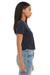 Bella + Canvas B8882/8882 Womens Flowy Cropped Short Sleeve Crewneck T-Shirt Heather Navy Blue Model Side