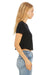 Bella + Canvas B8882/8882 Womens Flowy Cropped Short Sleeve Crewneck T-Shirt Black Model Side