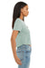 Bella + Canvas B8882/8882 Womens Flowy Cropped Short Sleeve Crewneck T-Shirt Dusty Blue Model Side