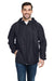 Burnside B9754 Mens Water Resistant Full Zip Hooded Windbreaker Jacket Black Model Front