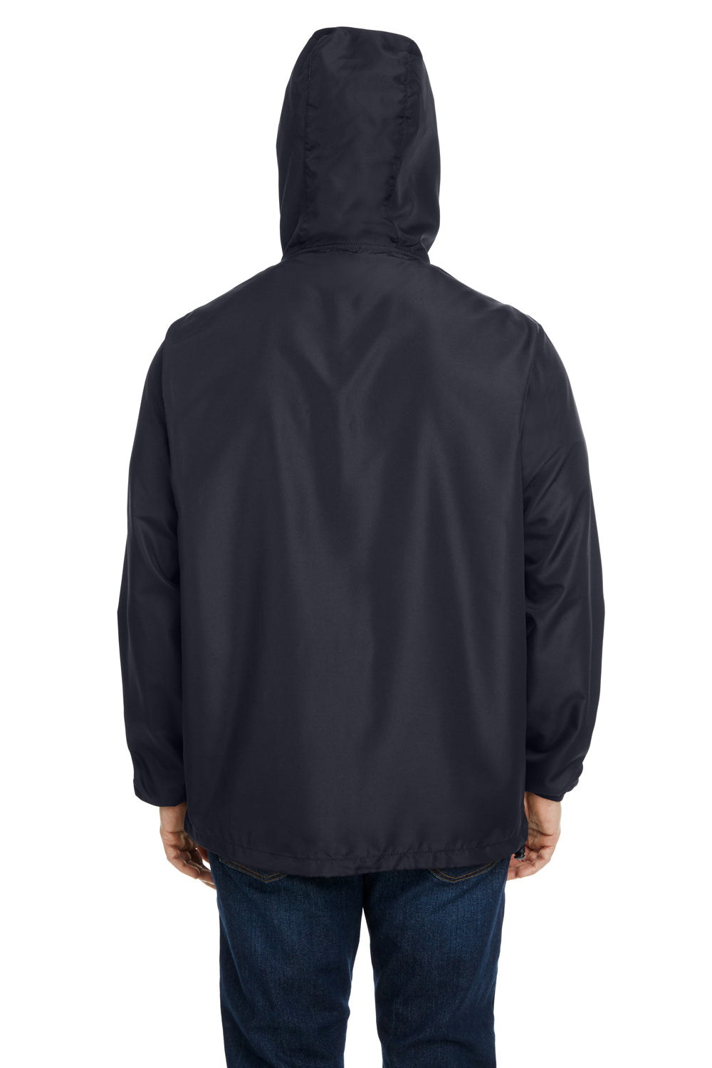 Burnside B9754 Mens Water Resistant Full Zip Hooded Windbreaker Jacket Black Model Back