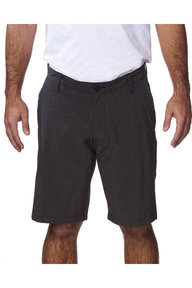 Burnside 9820 Mens Hybrid Stretch Shorts w/ Pockets Heather Black Model Front
