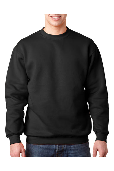Bayside BA1102 Mens USA Made Crewneck Sweatshirt Black Model Front
