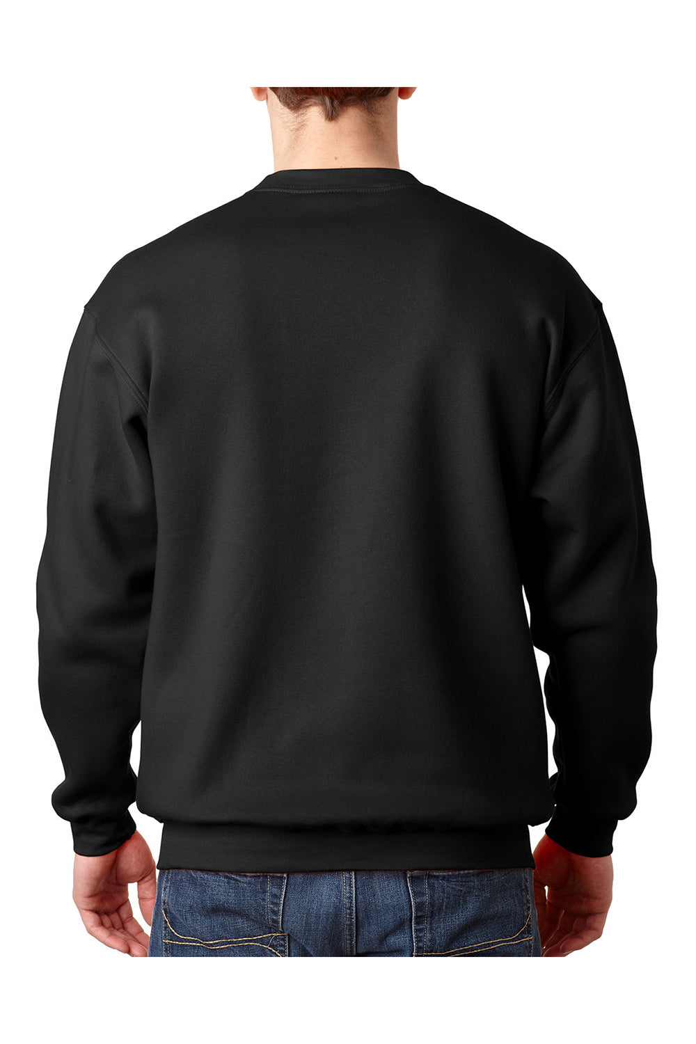Bayside BA1102 Mens USA Made Crewneck Sweatshirt Black Model Back