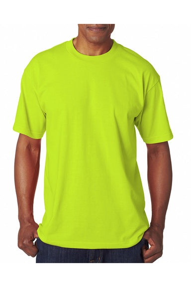 Bayside 1701 Mens USA Made Short Sleeve Crewneck T-Shirt Safety Green Model Front
