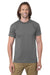 Bayside 1701 Mens USA Made Short Sleeve Crewneck T-Shirt Heather Charcoal Grey Model Front