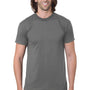 Bayside Mens USA Made Short Sleeve Crewneck T-Shirt - Heather Charcoal Grey - NEW