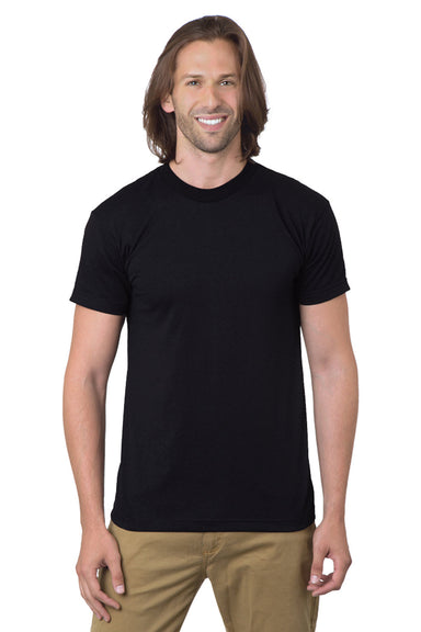 Bayside 1701 Mens USA Made Short Sleeve Crewneck T-Shirt Black Model Front