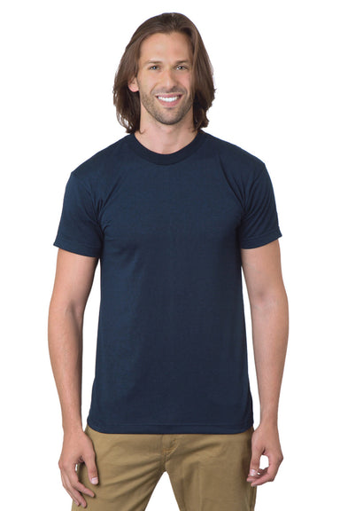 Bayside 1701 Mens USA Made Short Sleeve Crewneck T-Shirt Navy Blue Model Front