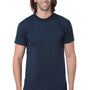 Bayside Mens USA Made Short Sleeve Crewneck T-Shirt - Navy Blue - NEW