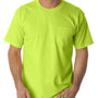 Bayside Mens USA Made Short Sleeve Crewneck T-Shirt w/ Pocket - Safety Green - NEW