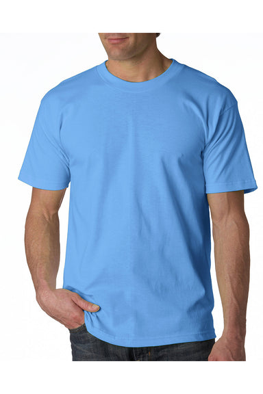 Bayside BA2905 Mens USA Made Short Sleeve Crewneck T-Shirt Carolina Blue Model Front