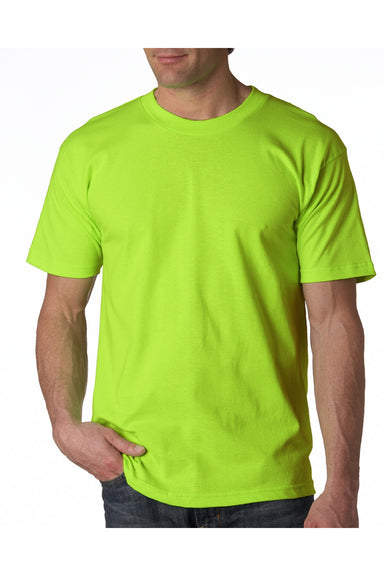 Bayside 2905 Mens USA Made Short Sleeve Crewneck T-Shirt Lime Green Model Front