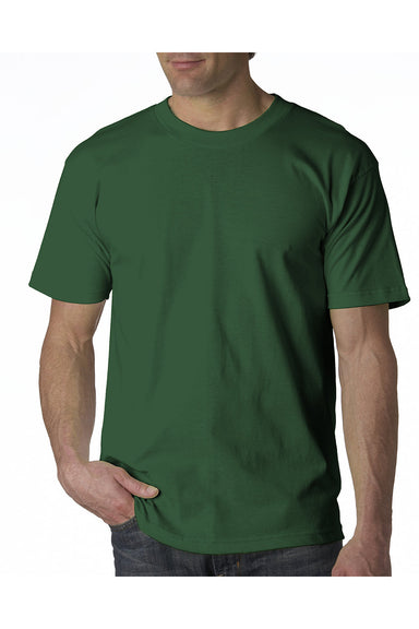 Bayside BA2905 Mens USA Made Short Sleeve Crewneck T-Shirt Forest Green Model Front