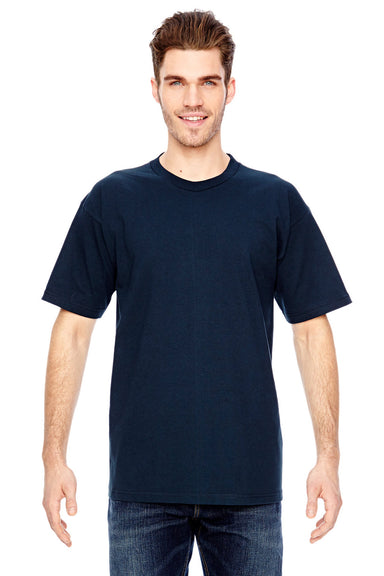 Bayside BA2905 Mens USA Made Short Sleeve Crewneck T-Shirt Navy Blue Model Front