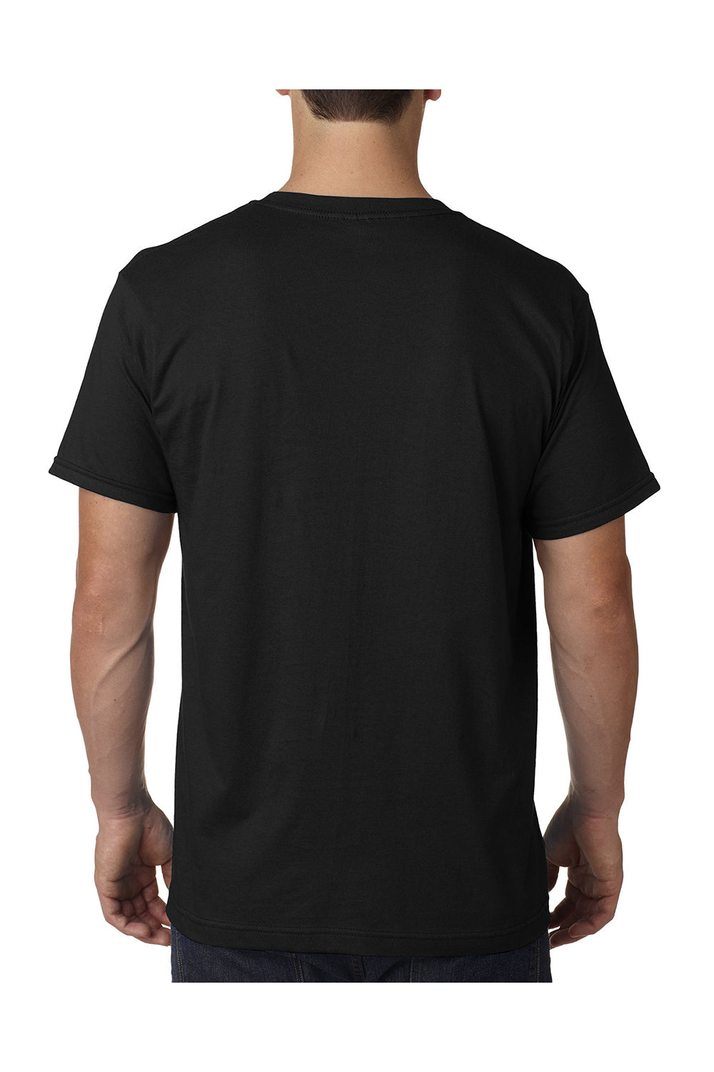Bayside 5000 Mens USA Made Short Sleeve Crewneck T-Shirt Black Model Back