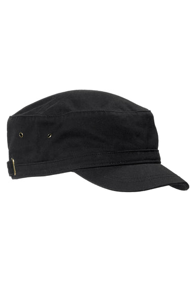 Big Accessories BA501 Mens Adjustable Military Cadet Hat Black Flat Front