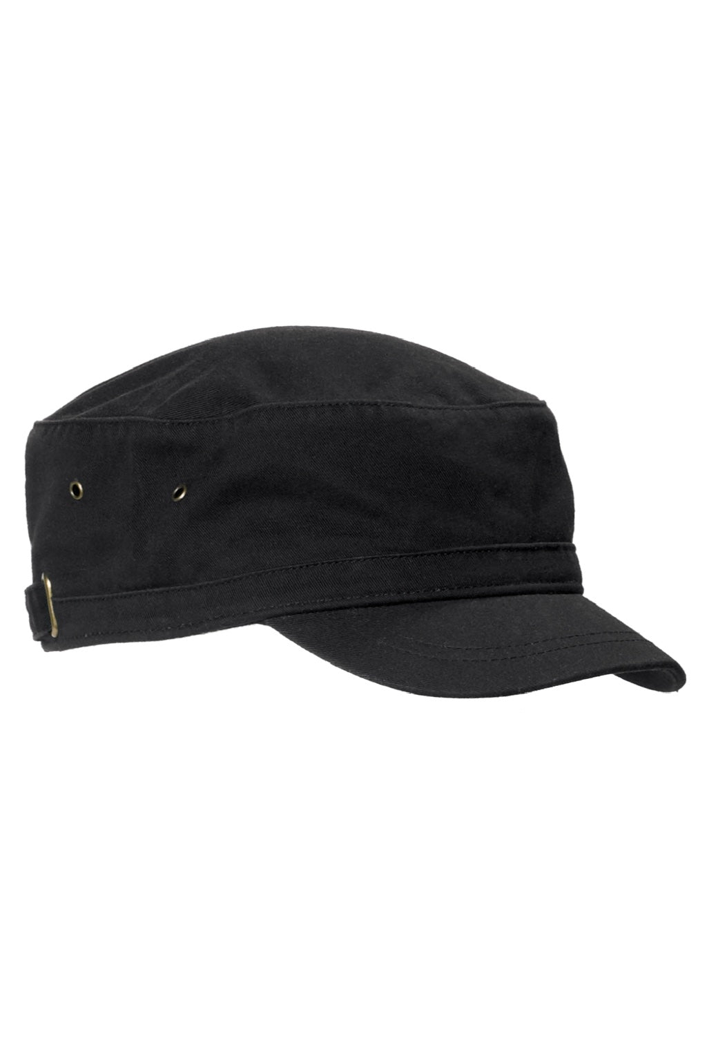 Big Accessories Hats BA501 Mens Adjustable Military Cadet Hat Black Flat Front