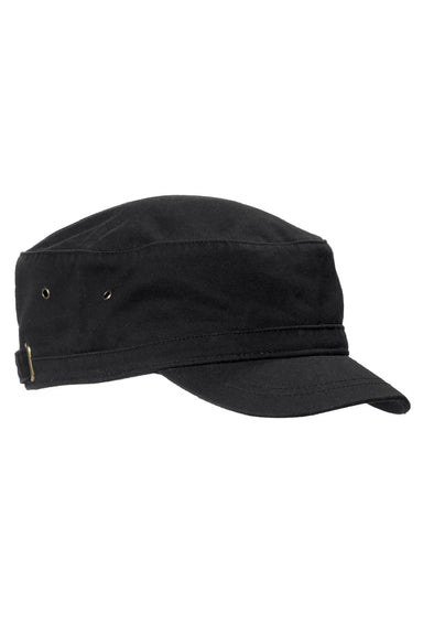 Big Accessories Hats BA501 Mens Adjustable Military Cadet Hat Black Flat Front