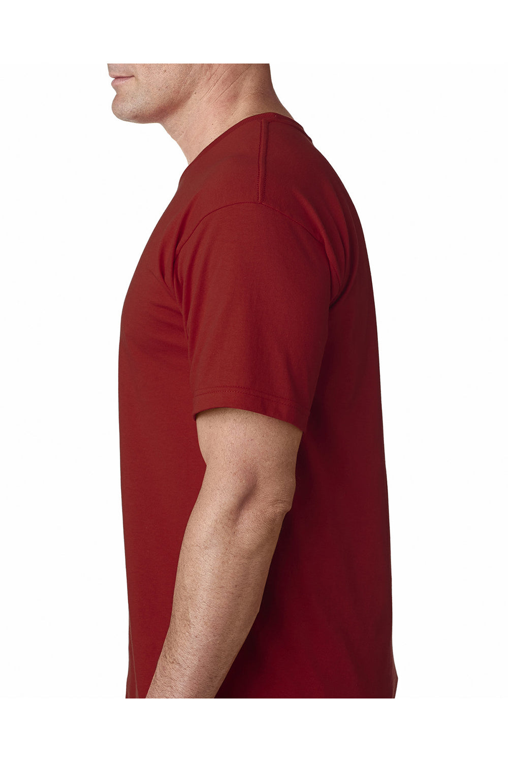 Bayside BA5040 Mens USA Made Short Sleeve Crewneck T-Shirt Cardinal Red Model Side