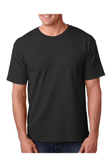 Bayside BA5040 Mens USA Made Short Sleeve Crewneck T-Shirt Black Model Front