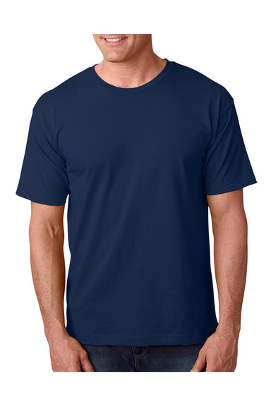 Bayside BA5040 Mens USA Made Short Sleeve Crewneck T-Shirt Light Navy Blue Model Front