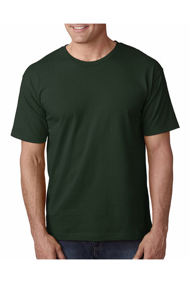 Bayside BA5040 Mens USA Made Short Sleeve Crewneck T-Shirt Hunter Green Model Front