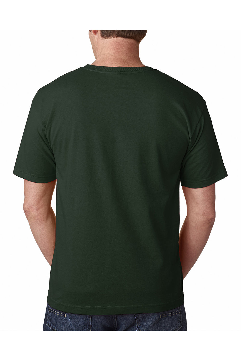 Bayside BA5040 Mens USA Made Short Sleeve Crewneck T-Shirt Hunter Green Model Back