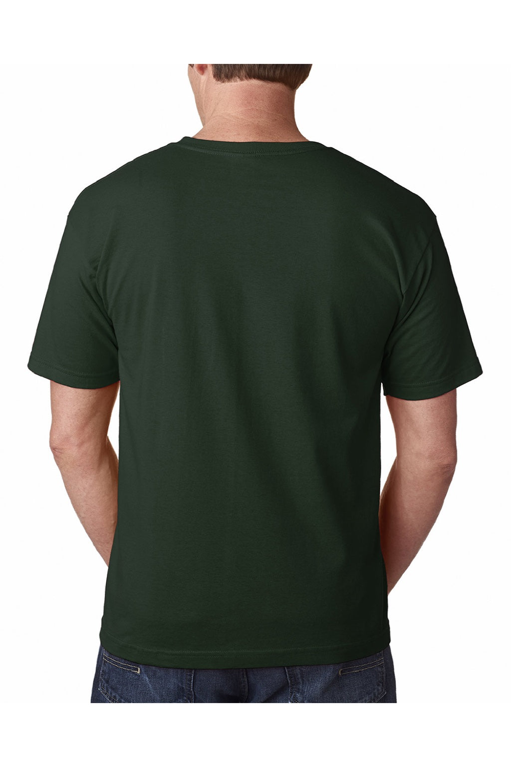 Bayside 5040 Mens USA Made Short Sleeve Crewneck T-Shirt Hunter Green Model Back