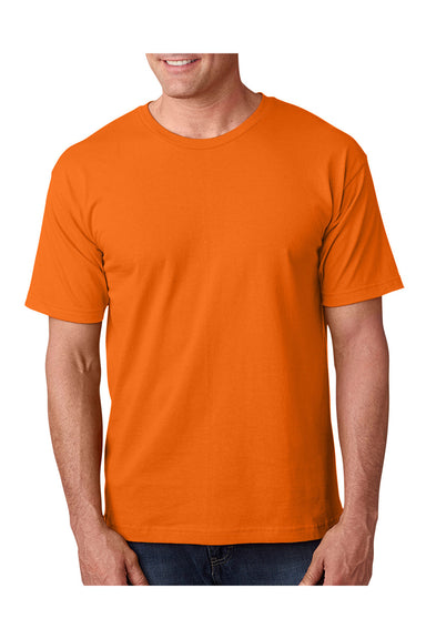 Bayside BA5040 Mens USA Made Short Sleeve Crewneck T-Shirt Bright Orange Model Front
