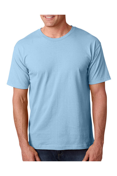 Bayside BA5040 Mens USA Made Short Sleeve Crewneck T-Shirt Light Blue Model Front