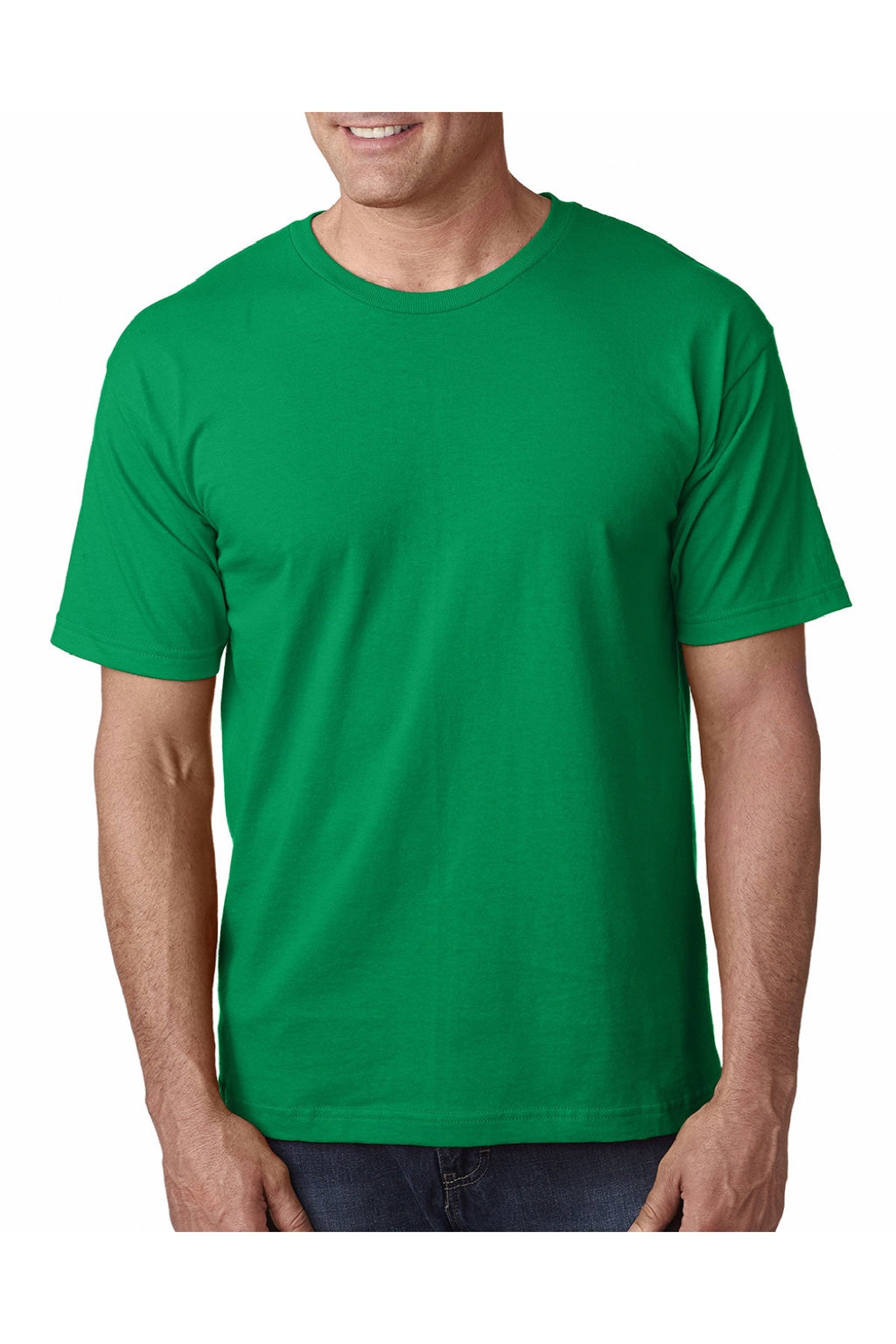 Bayside 5040 Mens USA Made Short Sleeve Crewneck T-Shirt Irish Kelly Green Model Front