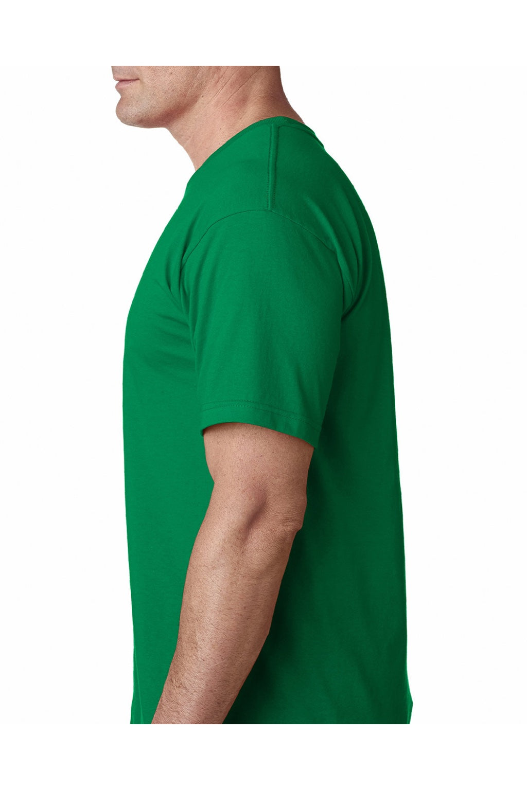 Bayside 5040 Mens USA Made Short Sleeve Crewneck T-Shirt Irish Kelly Green Model Side